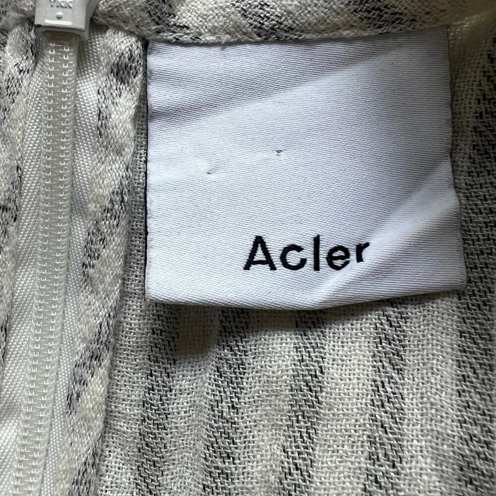 Acler Size 2 Tan & Cream Preston Deep V Striped Linen Paperbag Romper - Picture 3 of 16